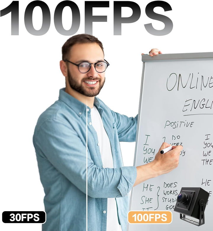 1080P USB Kamera mit Fisheye Lens, 180 Grad Weitwinkel, Hoher Bildfrequenz 100 fps/60 fps/30 fps, Mi