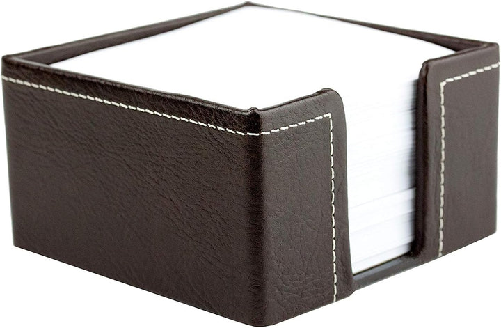 DELMON VARONE - Zettelkasten Premium Leder Anilin braun, Zettelbox inkl. 500 Blatt Papier, Notizklot
