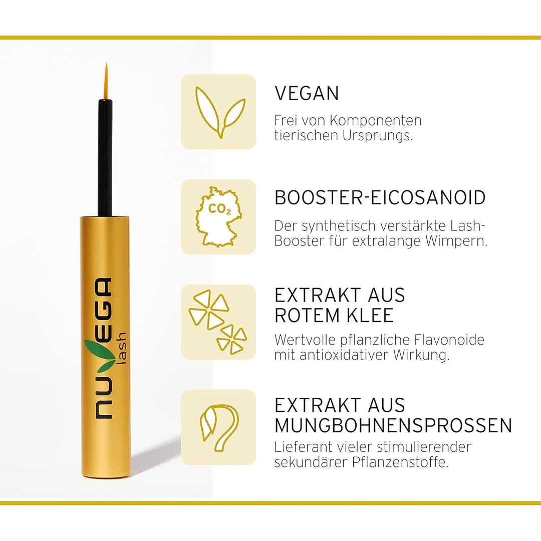 Nuvega Lash Super V – Veganes Wimpern- & Augenbrauenserum I Lange Wimpern in 4-6 Wochen I Lash Serum