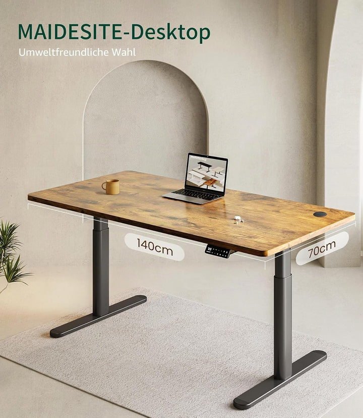 MAIDeSITe Tischplatte 140x70 cm Schreibtischplatte 25 mm stark - DIY Stabile Bürotischplatte – Perfe