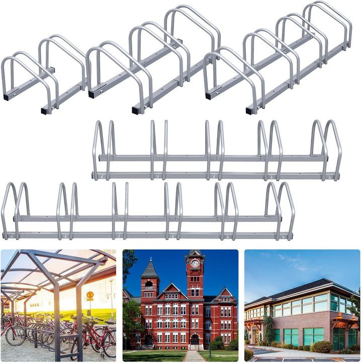 Fahrradständer Boden für 6 Fahrräder, 30cm Radabstand 35-55mm Reifenbreite rostfreier Stahl selbstsi