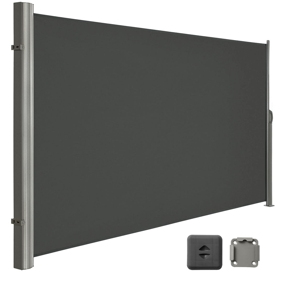 LARMNEE Seitenmarkise, ausziehbar, 200 x 450 cm, Sichtschutz, Sonnenschutz, Blickdicht, Seitenrollo,