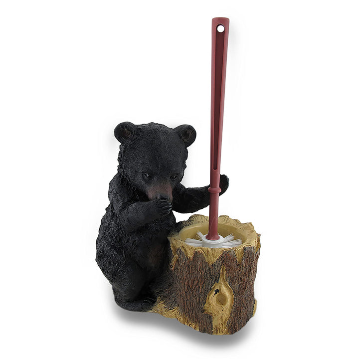 Zeckos Stinky Bear WC-Bürstenhalter, Kunstharz, Schwarz, Einheitsgrösse