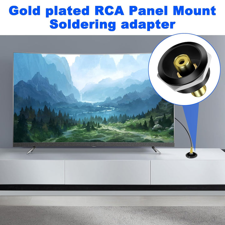 MEIRIYFA RCA Panel Mount Connectors, Cinch Buchse zu Buchse Kuppler Runde Adapter Eingebettet Gewind