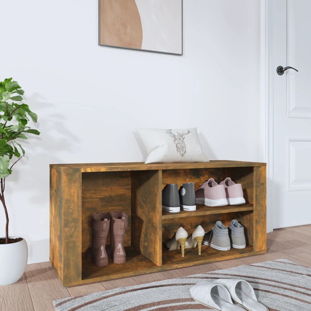 Schuhschrank aus Holzwerkstoff 100x35x45cm Räuchereiche Schuhschrank Holz Flurschrank Lagerschrank P