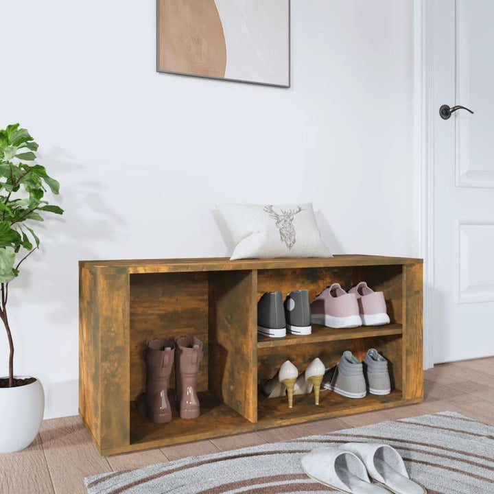 Schuhschrank aus Holzwerkstoff 100x35x45cm Räuchereiche Schuhschrank Holz Flurschrank Lagerschrank P