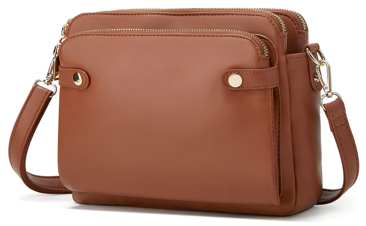Crossbody Bags for Women Three-Layer Shoulder Bag Vegan Leather Multiple Compartments Handbag Purses
