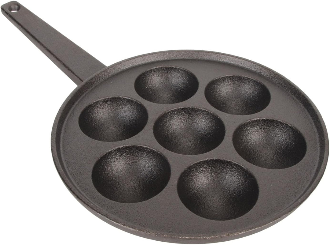 Tissting Takoyaki Pfanne Grillpfanne 7 Löcher 5,5cm Loch Antihaft Gusseisen Oktopus Pan mit Griff, P