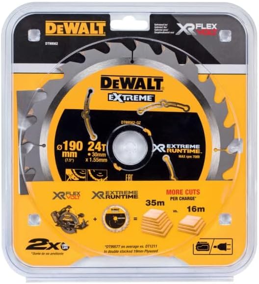 Dewalt XR Extreme Runtime Kreissaegeblatt Handkreissäge, 1 Stück, 190/30 mm 24 WZ/FZ, DT99562-QZ 190