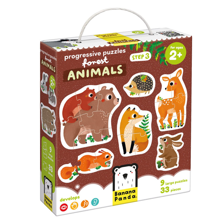 Banana Panda Progressive Puzzles Forest Animals für Kinder ab 2 Jahren - 33 Teile - Tiere - Kinderpu