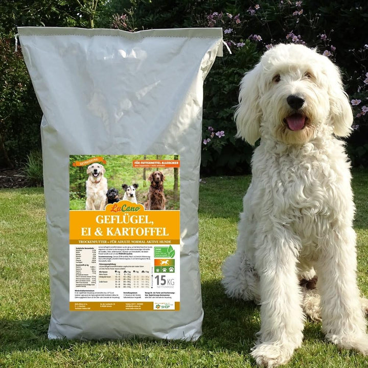 LuCano 15 kg Geflügel-Ei-Kartoffel | getreidefreies Hunde Trockenfutter | Hundefutter ohne Getreide