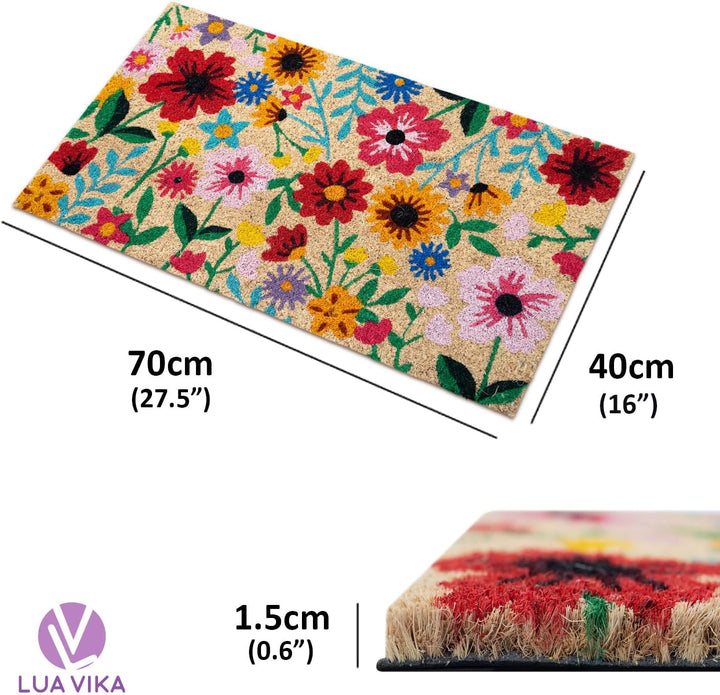 Fussmatte Kokos - Botanisch - 40x70 cm - Fussmatte Aussen und Innen - Fussmatten Haustür - Türmatte
