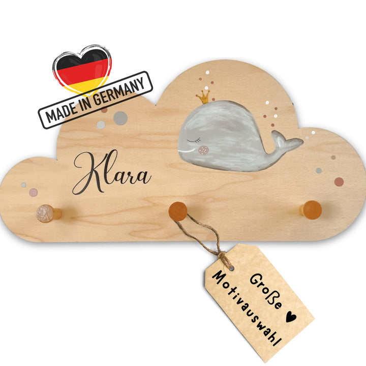 EmiliaLotte Kindergarderobe Personalisiert mit Wunschname I Garderobe Kinder aus Holz - Verschiedene