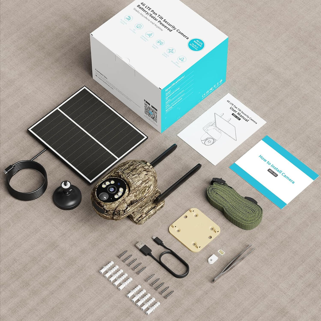 4G LTE Wildkamera mit SIM Karte, 2K Solar Wildtierkamera mit Handyübertragung App, Kabellos Überwach