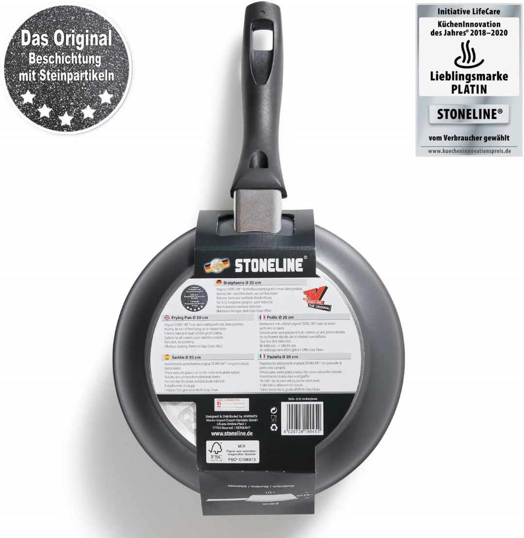 STONELINE Made in Germany Bratpfanne 20 cm, antihaft beschichtete Pfanne mit echten Steinpartikeln,