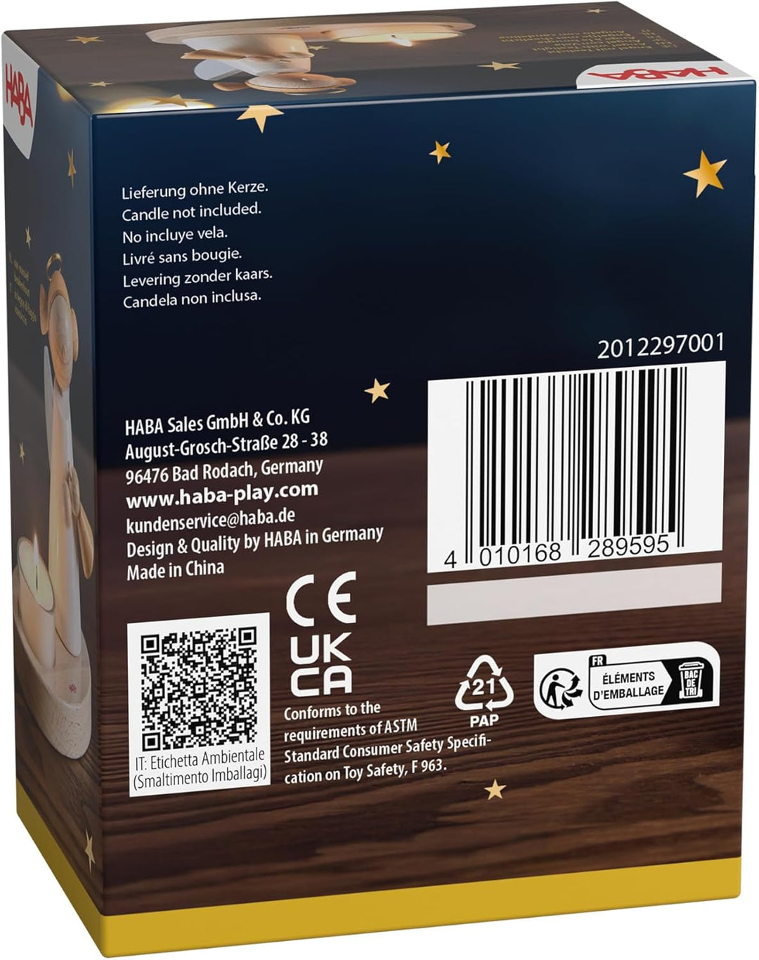 HABA Engel mit Teelicht – Weihnachtliche Holz-Dekoration aus Buchenholz – Stilvoller Schutzengel für