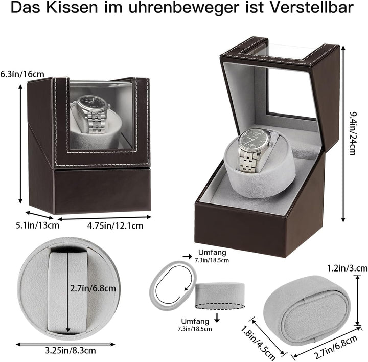 LINGFANSTORE Automatische Uhrenbeweger Box,luxuriöser Single Uhrenbeweger,Uhrengehäuse mit leisem Ma