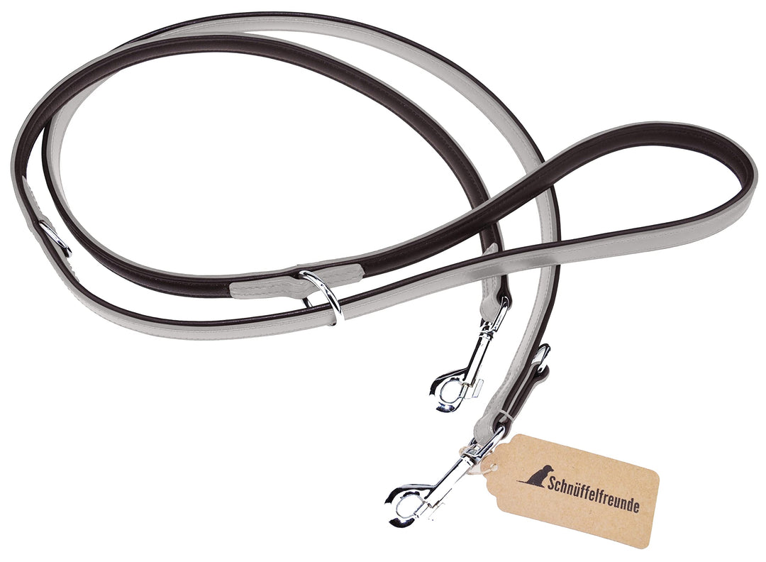 Schnüffelfreunde Hundeleine aus Leder (230cm, Grau) 230cm Grau, 230cm Grau