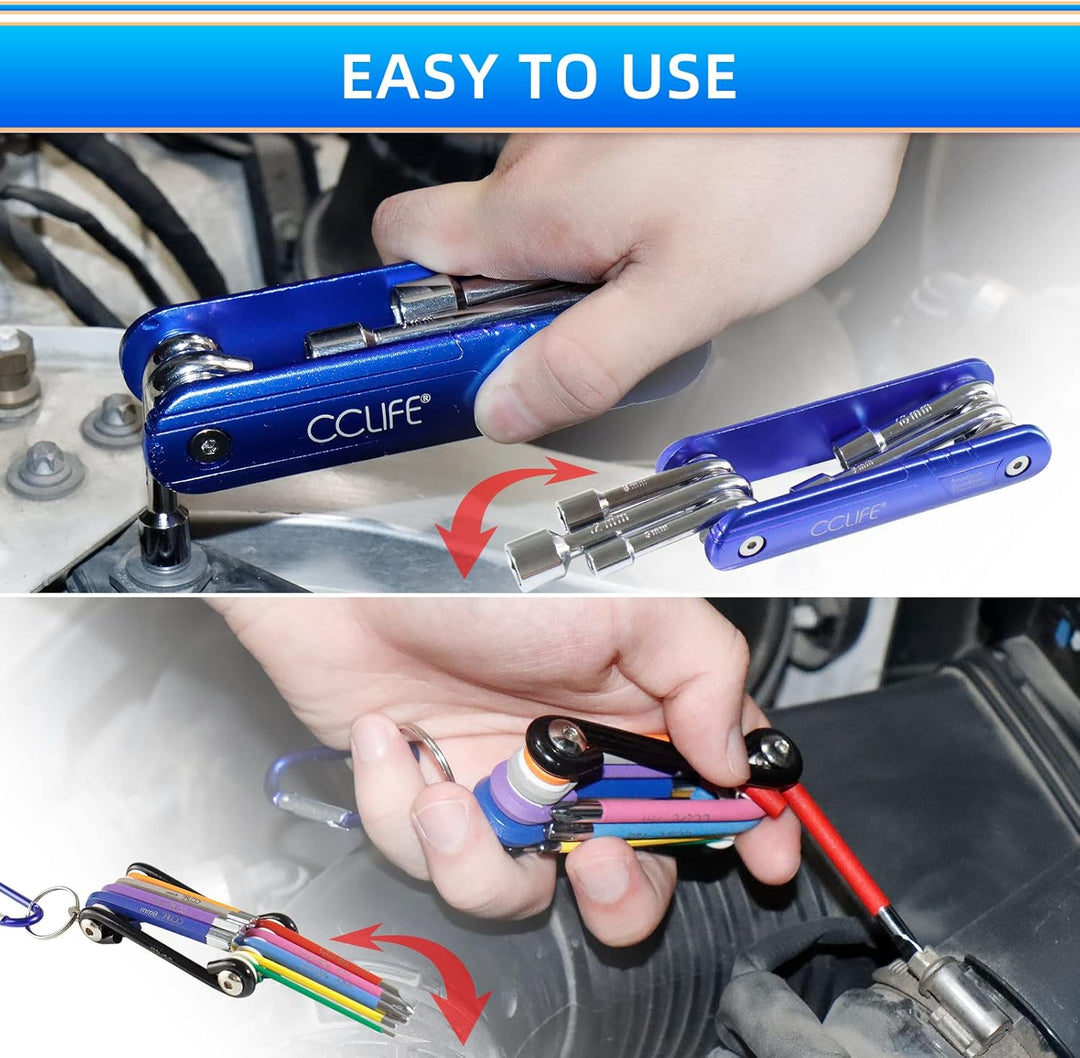 CCLIFE 2tlg Fahrrad Multifunktionswerkzeug Miniwerkzeug Faltbares Reparatur Werkzeug Set Blue 2tlg,