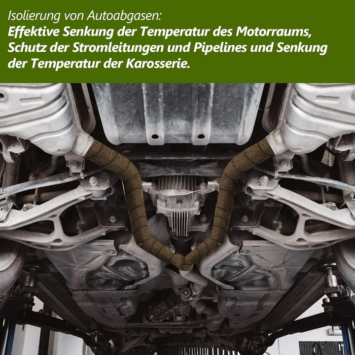 LIHAO Hitzeschutzband Basaltfaser Auspuffband 10M mit Kabelbinder für Fächerkrümmer Thermoband Krümm