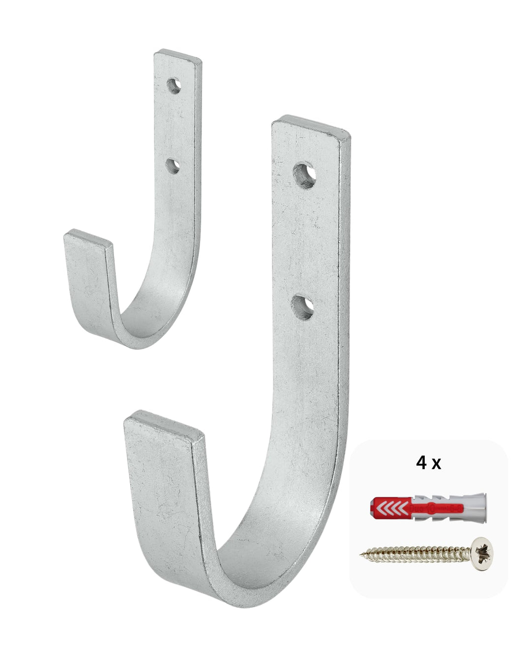 Gedotec Wandhalterung - Universal-Haken Stahl verzinkt | 2 Stück Leiterhaken gebogen 30 x 90 mm | Ge