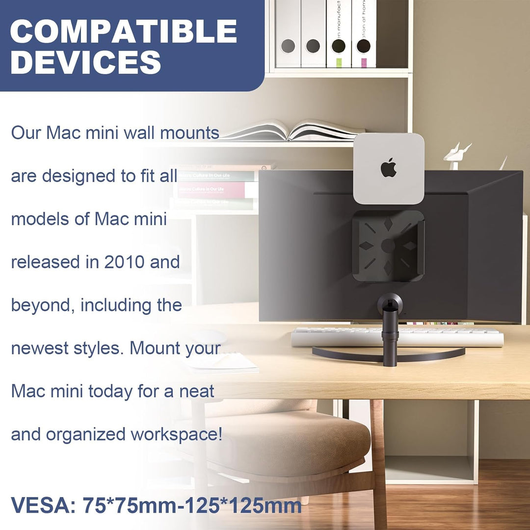 Mac Mini VESA-Halterung, Halterung hinter dem Monitor für Mac Mini 2011 bis 2023 M2 Pro, Wandhalteru