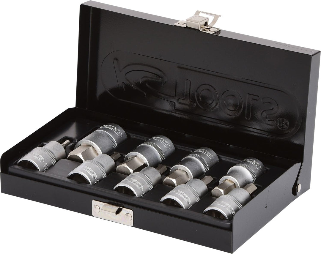 KS Tools 911.1321 1/2" Bit-Stecknuss-Satz Innensechskant, kurz, 9-tlg.