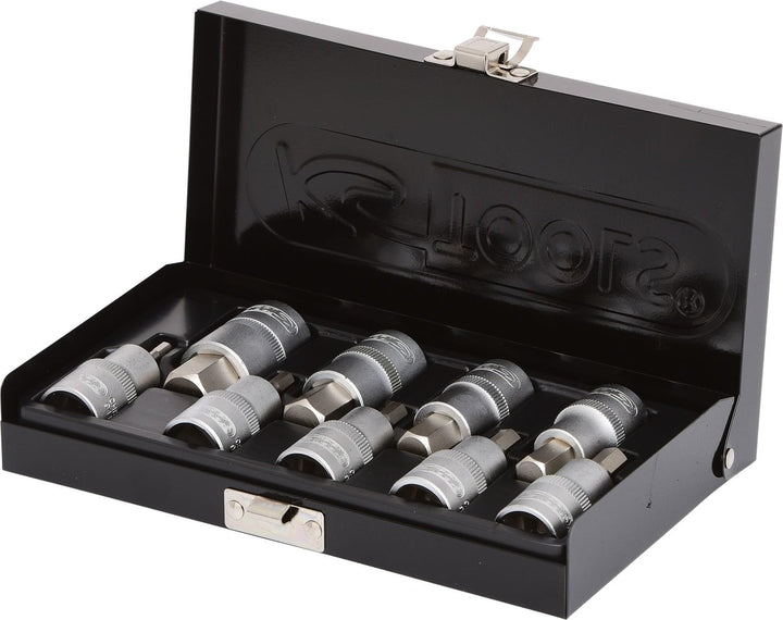 KS Tools 911.1321 1/2" Bit-Stecknuss-Satz Innensechskant, kurz, 9-tlg.