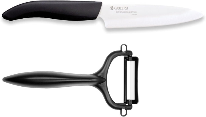 Kyocera GEN Starterset, Obst-/Gemüsemesser (Klinge 11 cm) mit Schäler, schwarzer Griff Schwarz Start