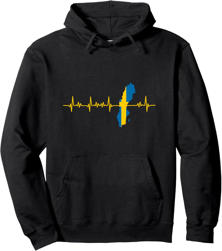 Herzschlag Schweden Flagge Geschenk Pullover Hoodie