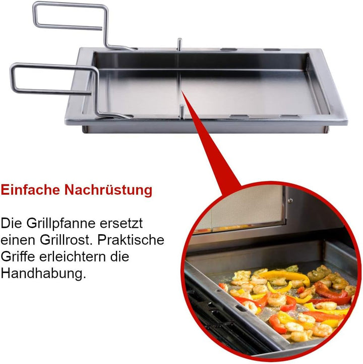 SANTOS einsetzbare Grillpfanne/Einsatzpfanne - Edelstahl Plancha - 27x36,5x4cm - Broil King Monarch