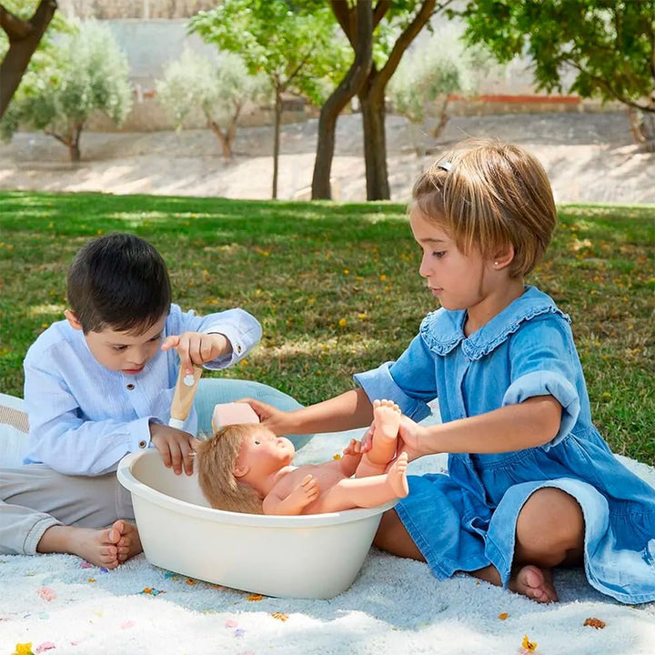Miniland Dolls Badewanne mit Regenbogen-Schwamm, 31100, Beige