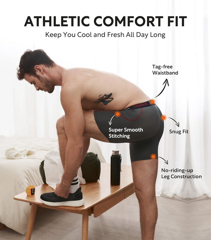 Separatec Sport Boxershorts Herren Schnelltrocknende Unterhosen Männer mit Doppelter Beutel Retrosho