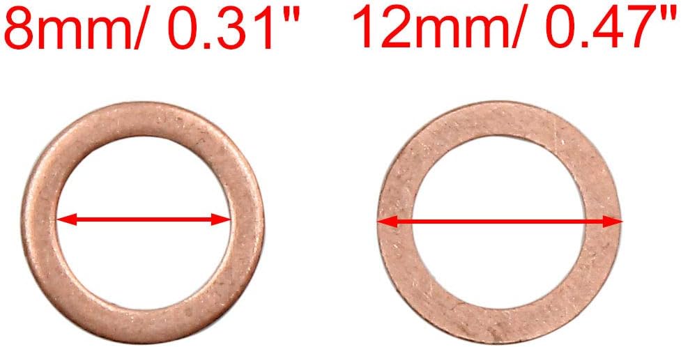 sourcing map 100stk. Scheiben Flach Dichtung Ring Unterscheibe 8mm Innendurchmesser Kupfer