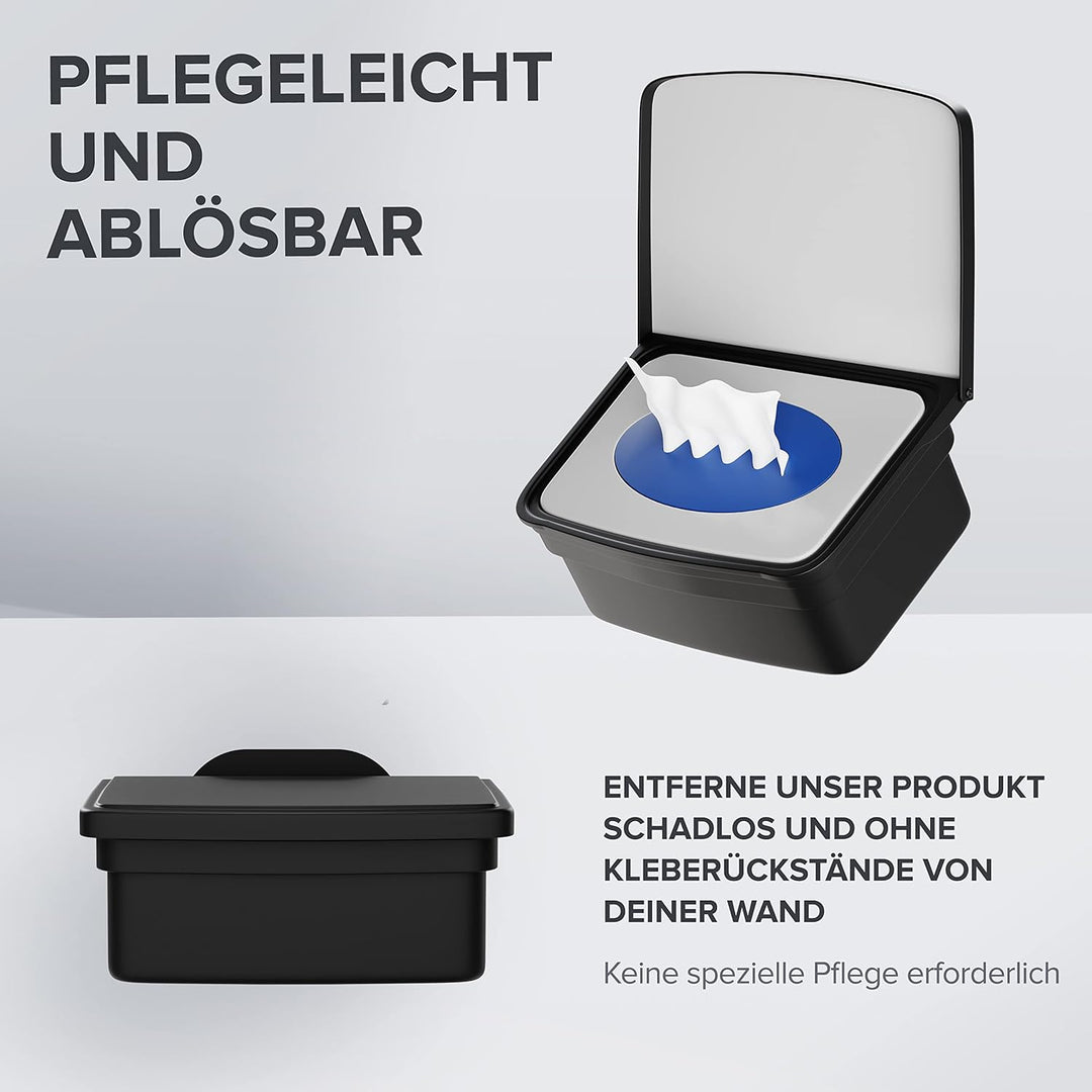ovimar Feuchttücher Box mit Deckel Malmoya | in edlem schwarz pulverbeschichtetem Edelstahl | ohne B