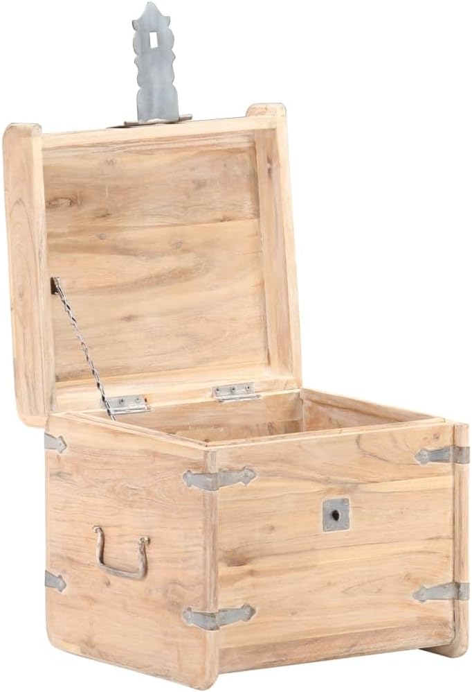 vidaXL Akazienholz Massiv Truhe Abschliessbar Nachttisch Aufbewahrungsbox Holzkiste Nachtschrank Hol
