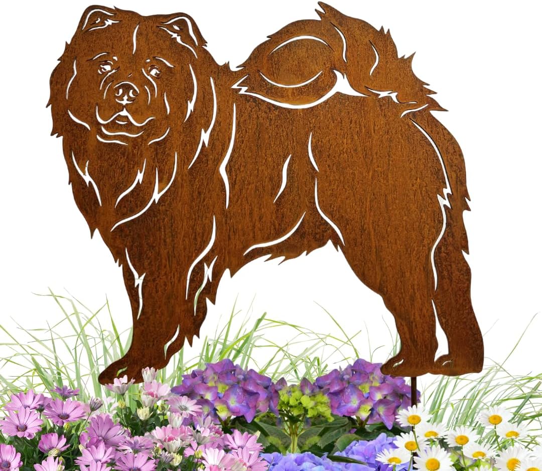 Terma Stahldesign Edelrost Hund Chow Chow, Handmade Germany, tolle gartendeko aus Rost-Metall, deko
