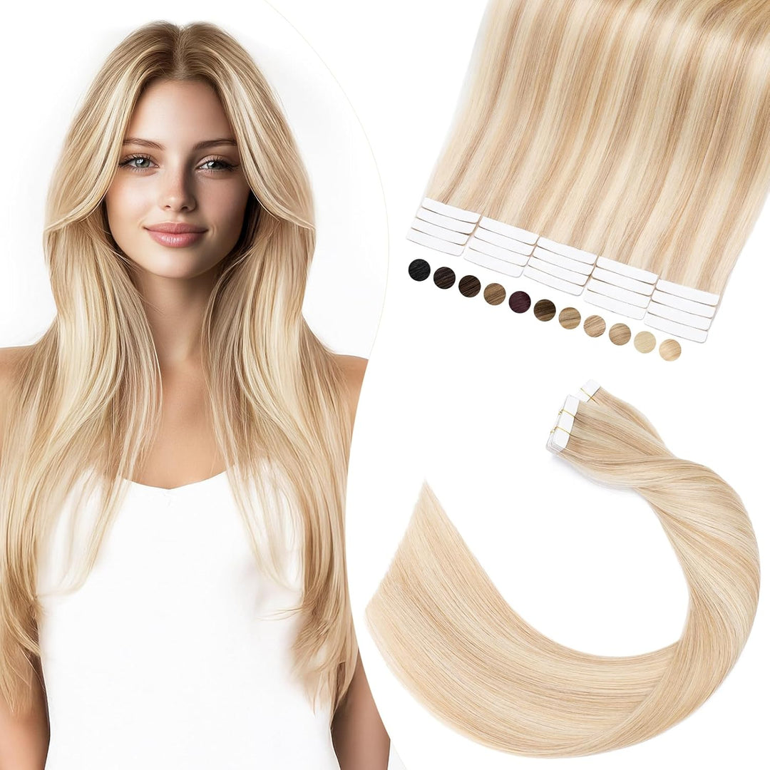 Elailite Tape in Extensions Echthaar 20 stück, 30cm 30g Haarverlängerung Haarteil Echthaar #18P613 A