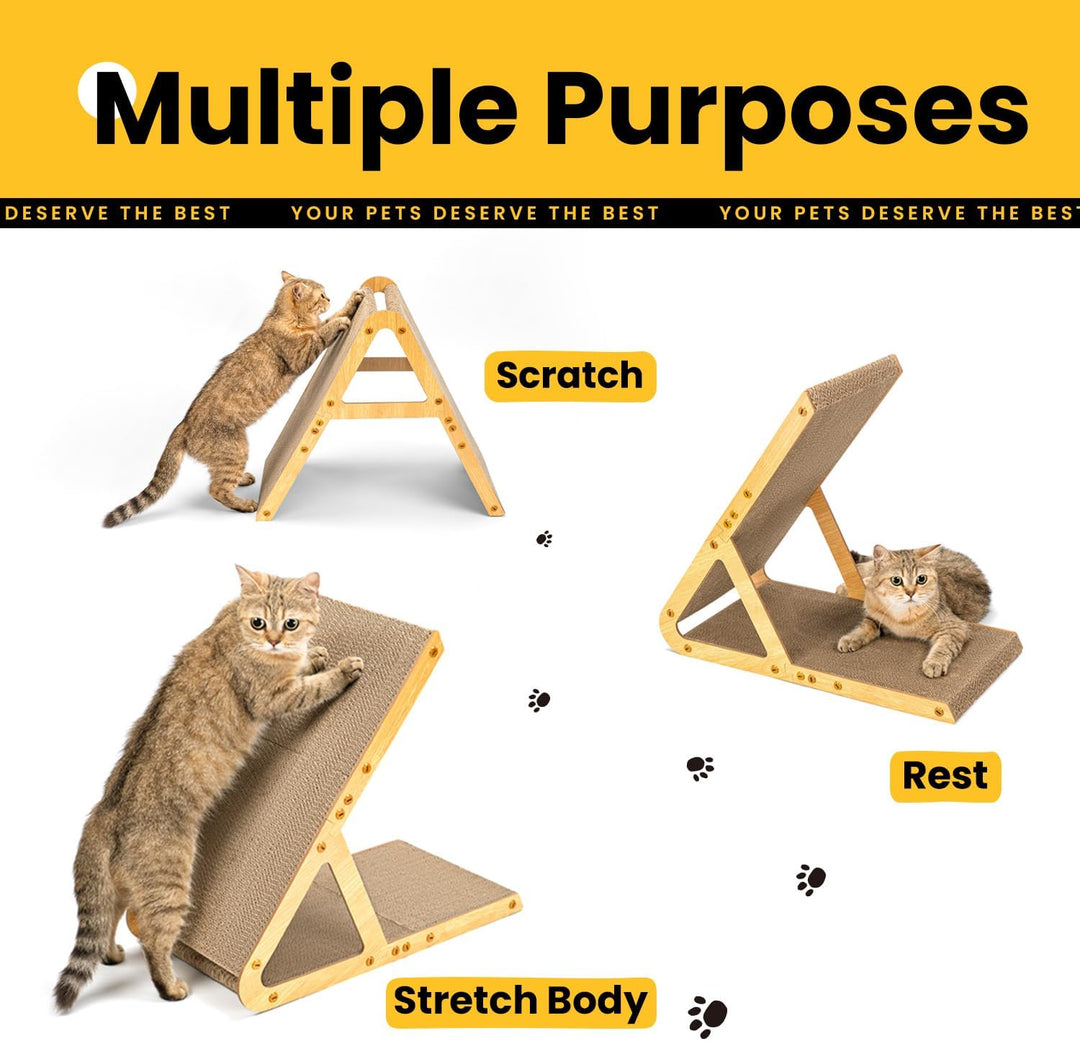 Conlun 2-in-1 Kratzbrett in A-Form für Mittelgrosse Katzen bis 7 kg, Stehend & Flach Nutzbares Katze