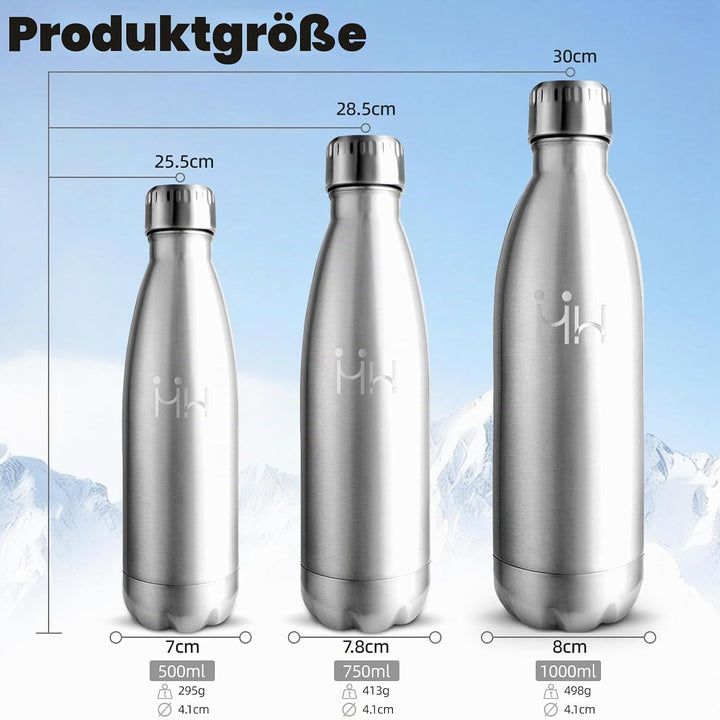 HoneyHolly Trinkflasche Edelstahl - 750ml - Thermosflasche, BPA-Frei, Wasserflasche Sport - Auslaufs