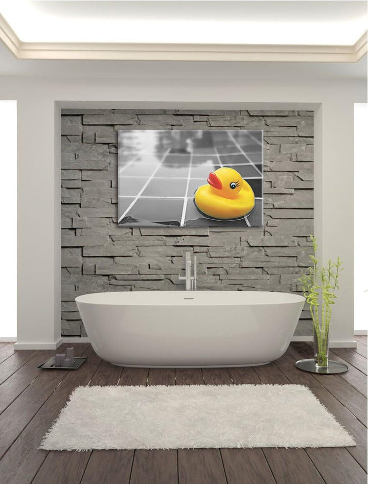 Quietsche Ente im Wasser schwarz/weiss Format: 100x70 auf Leinwand, XXL riesige Bilder fertig gerahm