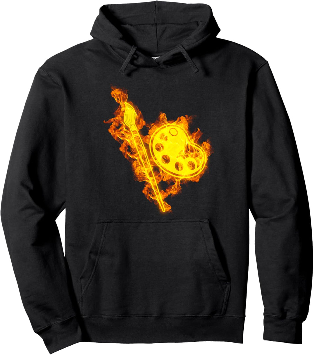 Feuer Pinsel und Farbe Palette Flammen Kunst Maler Künstler Pullover Hoodie