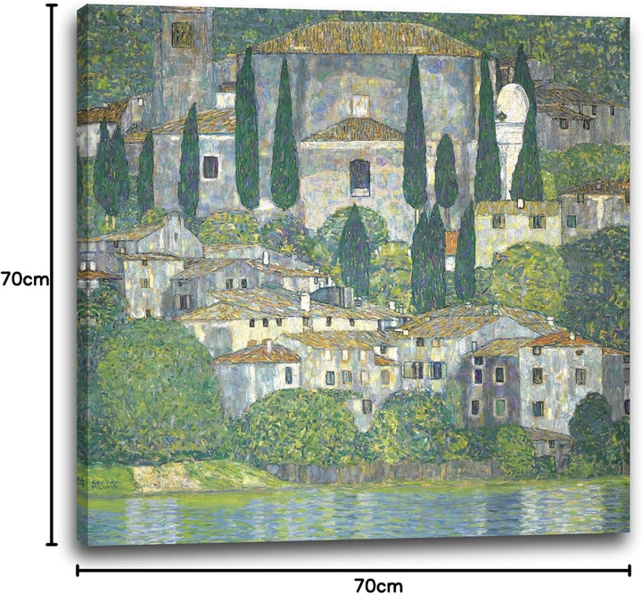 Printed Paintings Leinwand (70x70cm): Gustav Klimt - Kirche in Cassone (Landschaft mit Zypressen) (1