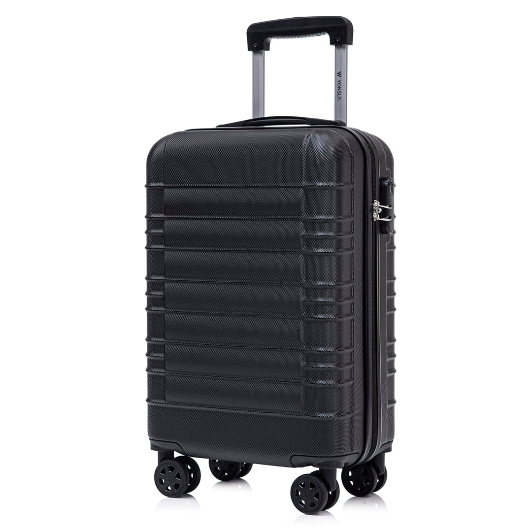 Koffer Suitcase M Schwarz, Trolley Reisekoffer, Kabinenkoffer Rollkoffer Handgepäck mit 4 Rollen 360