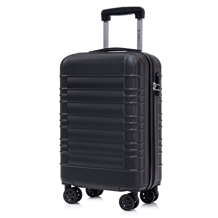 Koffer Suitcase M Schwarz, Trolley Reisekoffer, Kabinenkoffer Rollkoffer Handgepäck mit 4 Rollen 360