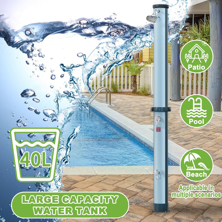UISEBRT Solardusche 35 Liter - Gartendusche Solar Warmes Wasser max. 60°C ohne Stromanschluss, Ausse