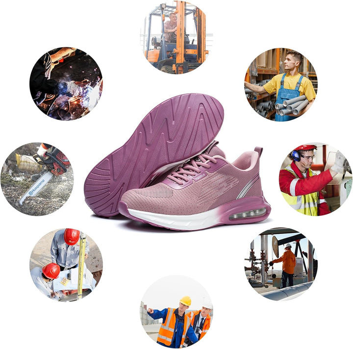 tqgold Arbeitsschuhe Herren Damen Sicherheitsschuhe Leicht Atmungsaktiv rutschfest Luftkissen Sneake