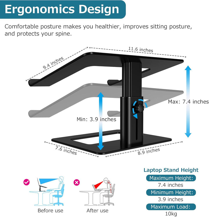 GOKEDA Laptop ständer, ergonomisch Verstellbarer Computerständer, Höhenhalter aus Aluminiumlegierung