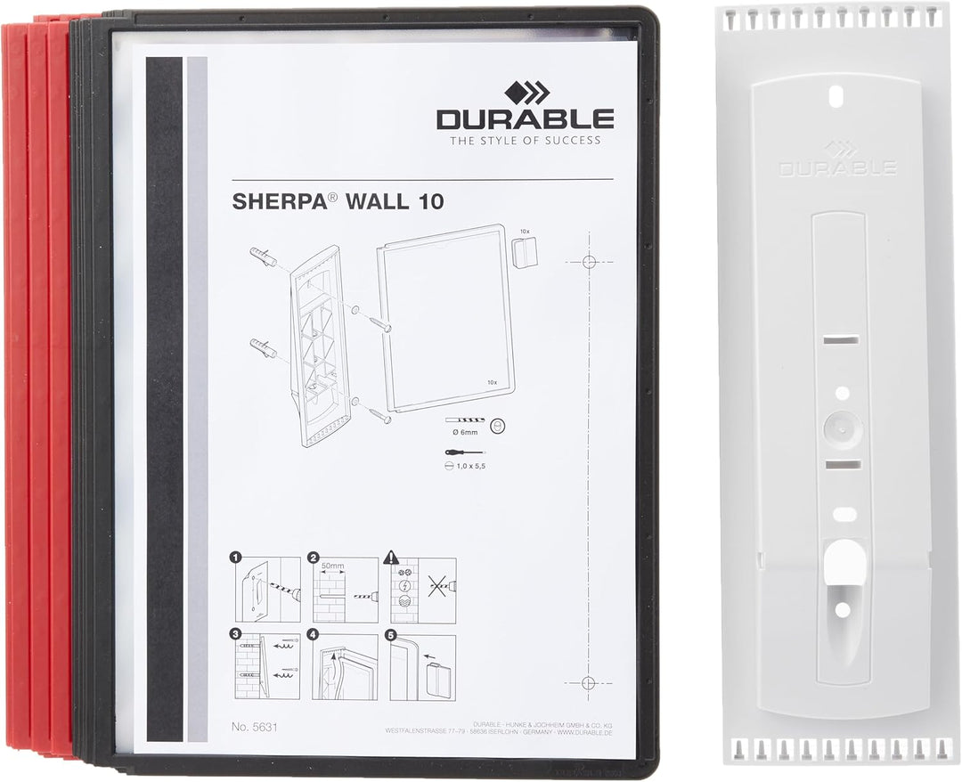 Durable Sichttafelsystem Sherpa Wall mit 10 Sichttafeln, 1 Stück, schwarz/rot, 563100 Wand 10 Tafeln