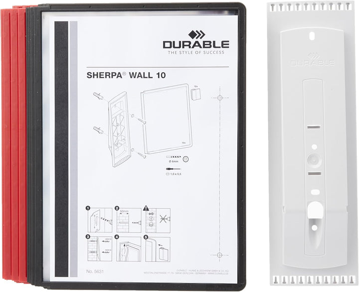 Durable Sichttafelsystem Sherpa Wall mit 10 Sichttafeln, 1 Stück, schwarz/rot, 563100 Wand 10 Tafeln
